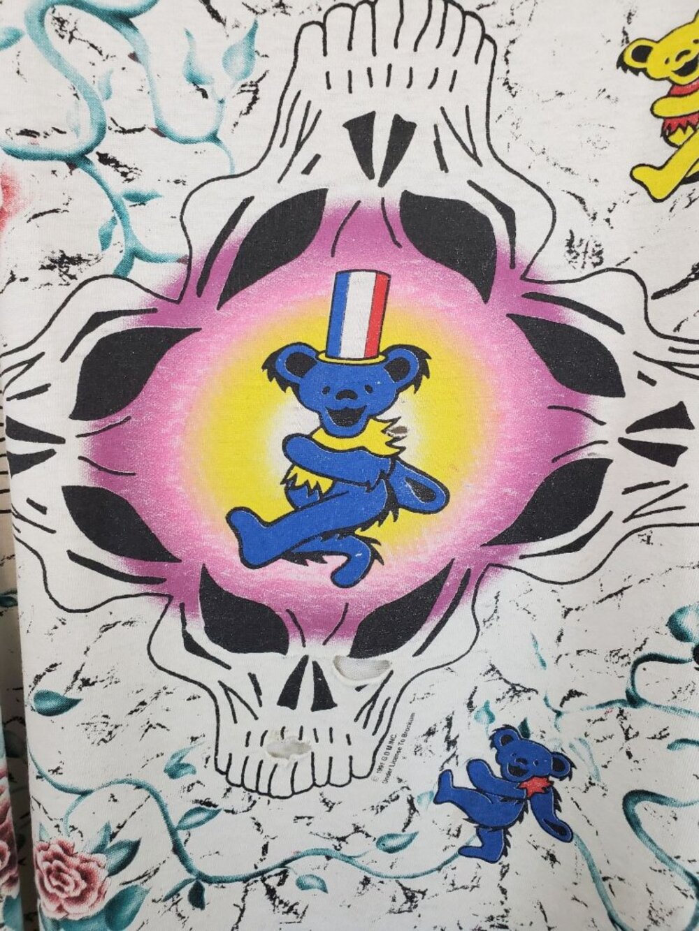 Grateful Dead 1991 dancing bears all over print short sleeved t shirt - flawed - Picture 4 of 14